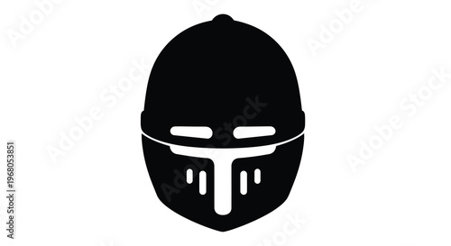 A stark black silhouette depicts a medieval knight s helmet with a visor and facial protection