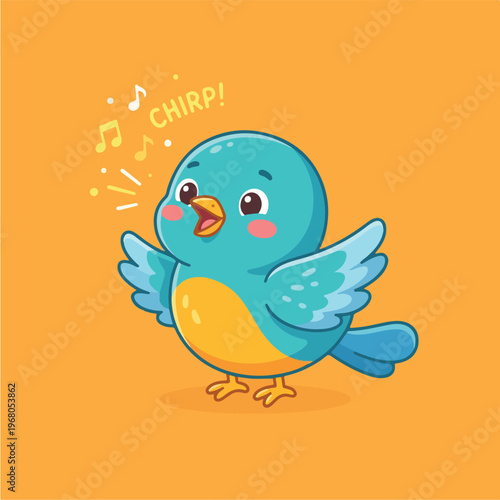 Blue Bird Singing Happy Song.