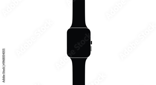 A minimalist silhouette of a modern smartwatch with a rectangular face and dark strap high quality