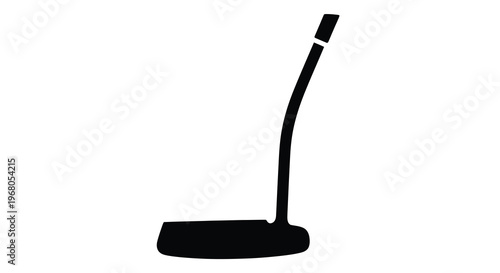 A minimalist black silhouette depicts a putter golf club against a stark white background high quality