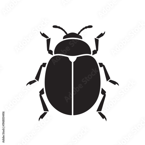 Black Beetle Insect Silhouette Icon.