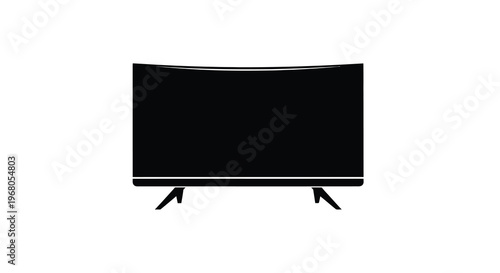 A minimalist silhouette of a modern curved screen television on slender legs high quality professional detailed