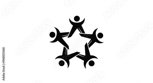 A fun 3d vector illustration of a red teamwork people logo featuring a child on a tricycle wheel symbolizing childhood transport and team work equipment