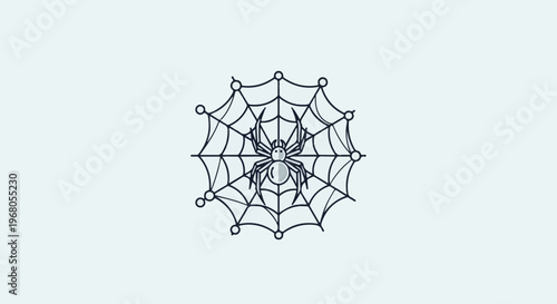Simple outline illustration of a spider on its web
