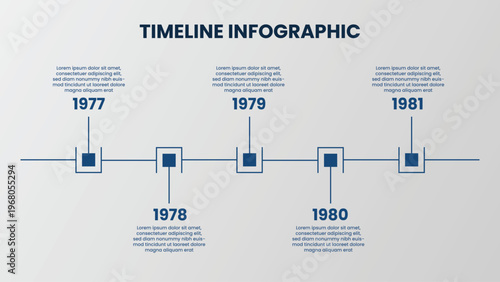 Minimalist business timeline infographic isolated on white background