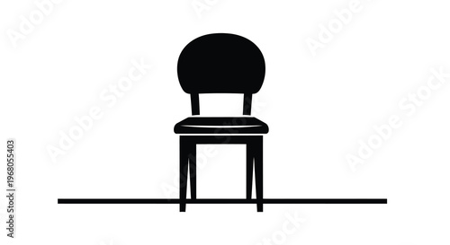 A simple black silhouette of a chair with a curved backrest isolated on white high quality