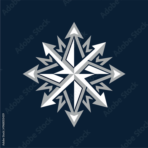 Metallic Starburst Arrow Design Element.