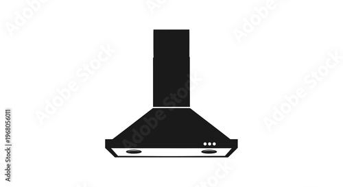 A black silhouette depicting a modern kitchen range hood isolated on a white background high quality