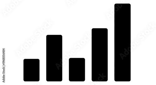 Simple black bar graph displaying increasing values with five vertical columns