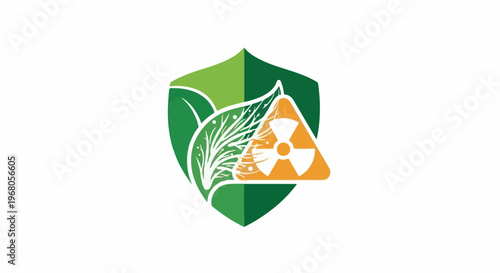 Shield with leaf and radiation symbol