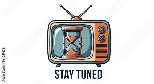 Retro television displays an hourglass, signaling time is passing