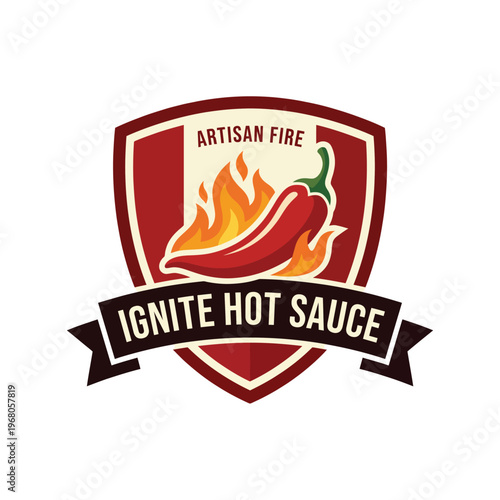 A vibrant logo design featuring a chili pepper amidst flames, encapsulating the essence of boldness and flavor associated with gourmet hot sauces for passionate cooks.