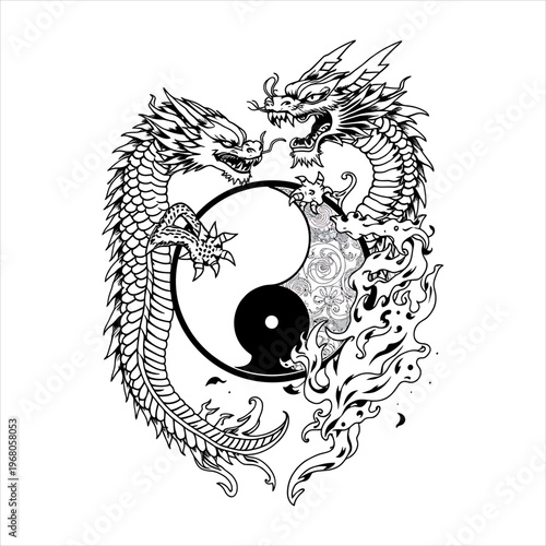 yin yang symbol made of flowers