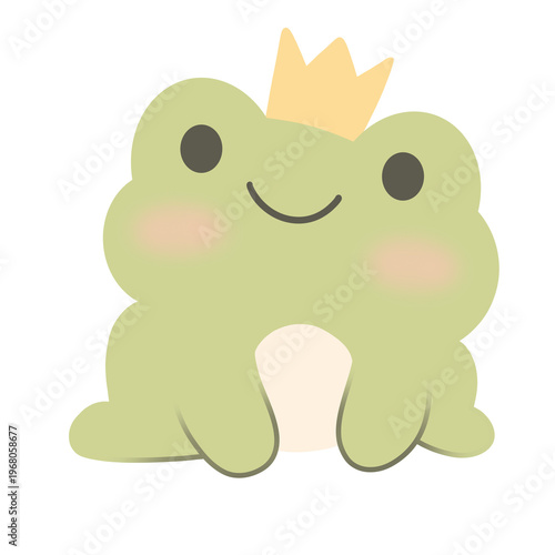 Quadro su tela Adorable frog illustration in soft pastel colors with a minimalist flat design s