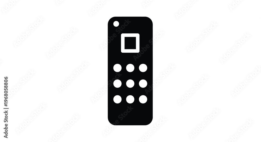Obraz premium A simple black silhouette of a television remote control with several buttons displayed high quality professional