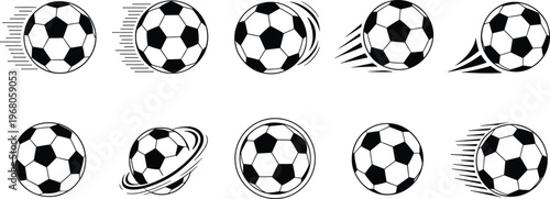 Soccer Ball Icons Showing Motion and Action in Various Styles football sport