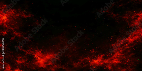 Abstract a dramatic fiery display, where vibrant red flames dance against a deep, dark backdrop. Evoking a sense of raw power and intense energy.