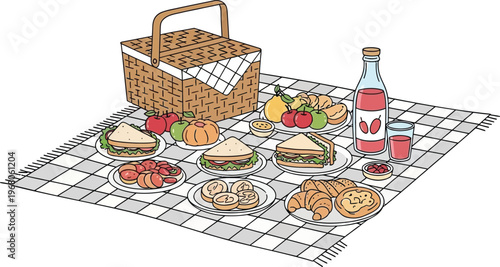 A delightful outdoor picnic with a full basket of treats