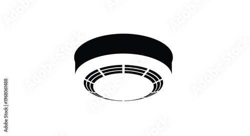 A simple black and white illustration depicts a round ceiling ventilation grille high quality professional detailed