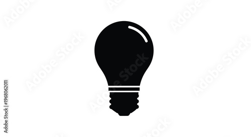 Принти на полотні A simple black silhouette of a traditional incandescent light bulb against a whi