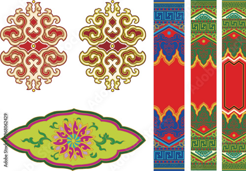 Intricate circular floral mandala ornament with symmetrical scrolling vines and blooming flowers in traditional oriental style for luxury branding and decorative cultural assets