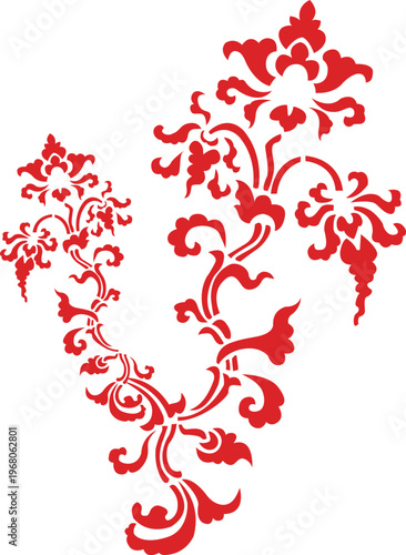 Vertical floral border illustration with hand drawn flowers and leaves in traditional botanical style for elegant book decoration and nature themed branding assets