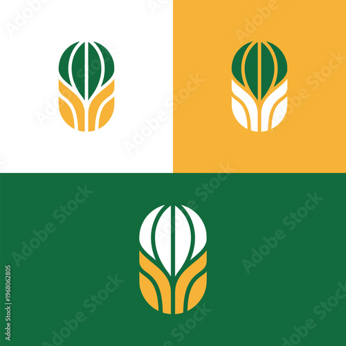 agriculture, farming, rice field, leaf, eco, organic, farm logo, nature, rural, green farming