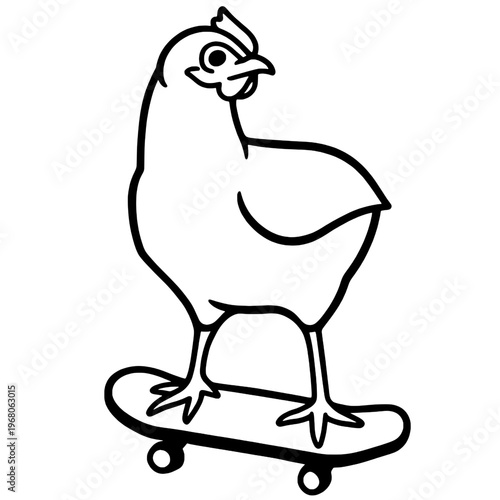 Skateboarding chicken silhouette