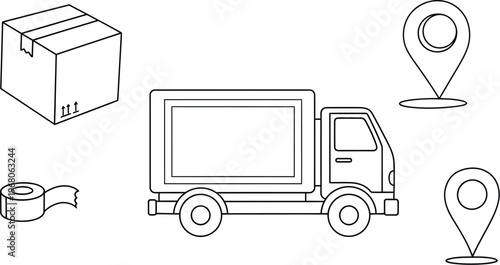Logistics and Delivery Outline Icons for E-commerce
