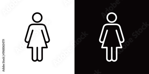 女性ユーザー・女子トイレ・人物ピクトグラム操作アイコン (ベクター)