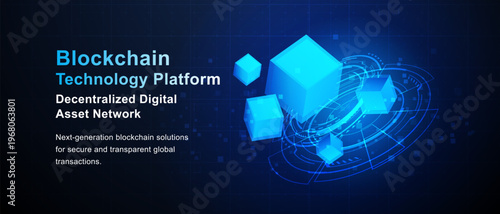Blockchain Cube HUD Fintech Global Technology Background