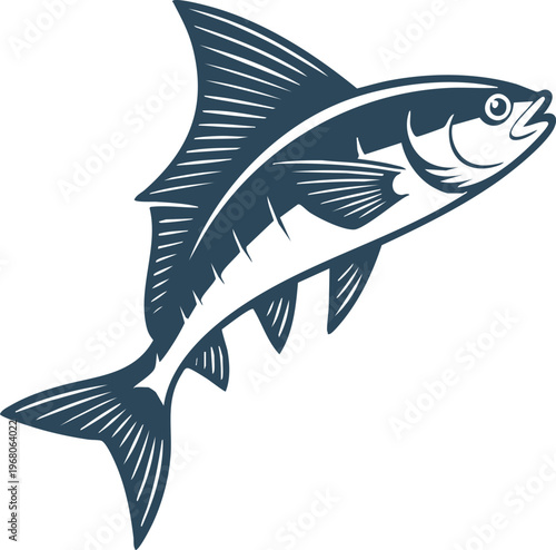 Leaping billfish with long pointed snout illustration