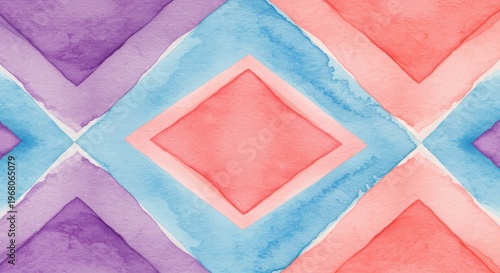 Watercolor Diamonds A colorful abstract design of geometric shapes
