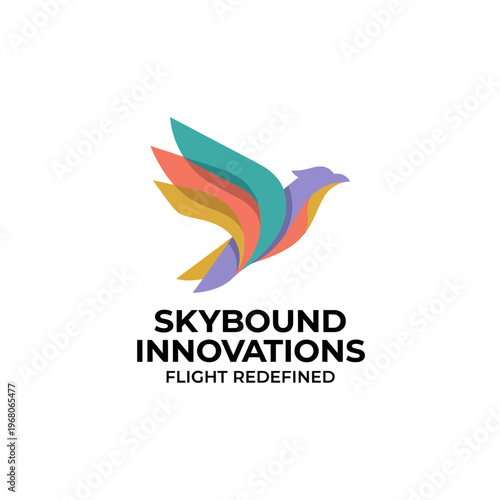 A vibrant bird logo represents the innovation and creativity in the field of technology and flight, showcasing modern colors and a dynamic design approach.
