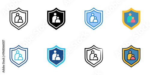 Parental controls icons set multiple style collection. Editable stroke 
