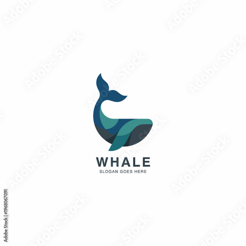 This captivating logo features a stylized whale, combining shades of blue and green, perfect for marine or environmental-themed businesses in a vibrant, modern design.