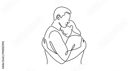 Continuous One Line Drawing Couple Radical Acceptance Unconditional Love Minimalist