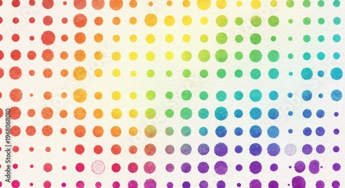 Watercolor rainbow dot grid on textured paper