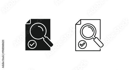 Verified Document Search Icons Vector