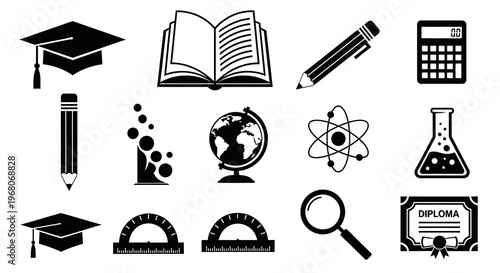 Education and Academic Research Vector Icon Collection