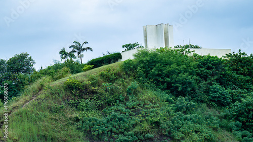War memorial on the top of a hill.