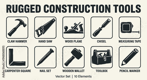 Rugged Woodworking and Construction Hand Tools Set