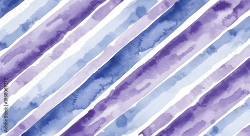 Watercolor strokes form dynamic stripes in violet blue and white hues