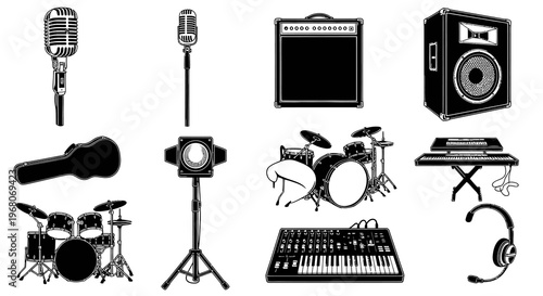 Professional Music and Stage Equipment Illustrations