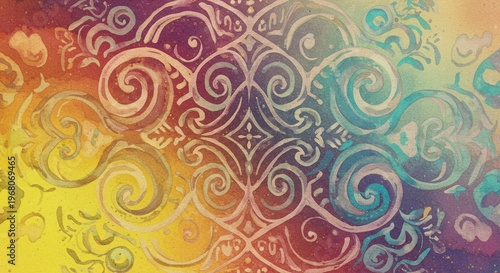 Watercolor swirl mandala Vibrant  serene invoking a sense of ethereal grace