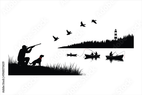 Duck Hunting Silhouette 