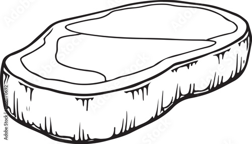 Steak Hand-drawn Sketch Drawing Vector Illustration, Line Linear Symbol Black and White Engraving, Isolated