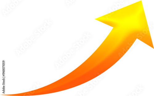 Photography A bright yellow and orange arrow pointing upwards on a black background