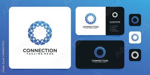 Connection technology shape vector digital logo design