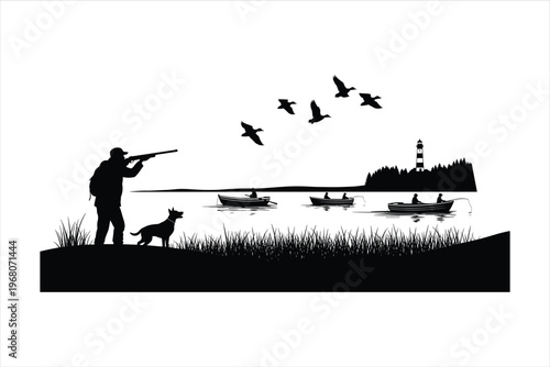 Duck Hunting Silhouette 